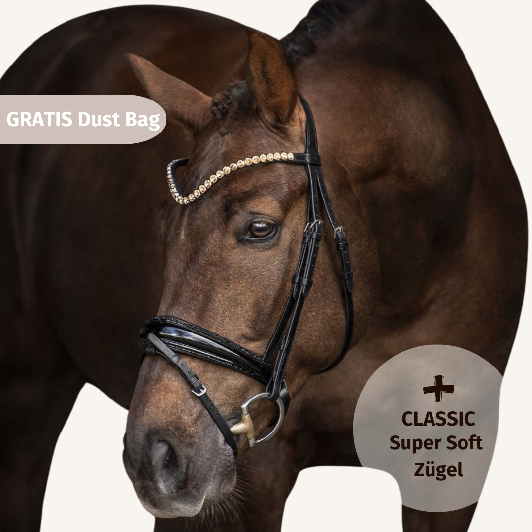 Trensenzaum Riva + Super Soft Zügel + GRATIS Dust Bag
